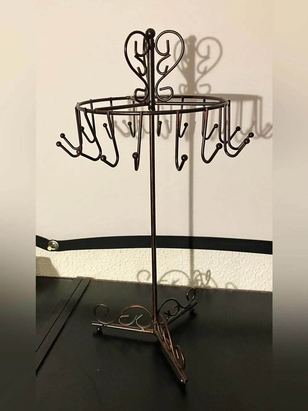 Rotating Jewelry Stand Organizer - Bronze Metal Earring & Necklace Holder